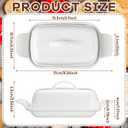 Qinyoung Ceramic Butter Dish with Lid for Countertop Extra Large Elegant Butter Dish Tray with Handle Durable Heavyweight Glazed Ceramic Kitchen Container Keeper Non-slip Base Minimalist(White)