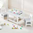Kids Table and Chair Set, 3 in 1 Wooden Activity Table with Detachable Tabletop, Toddler Table and Chair Set with Storage Drawer, Kids Play Table for Children Art, Craft, Eating, Learning (Dark Gray)