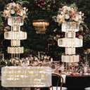 Crystal Vases for Centerpieces, Flower Stand with Hanging Crystals, 43.3" Gold Wedding Vase, 5 Tier Round Chandelier Pedestal Stand for Wedding Stage Flower Arrangement Decor (Gold, 1PC)