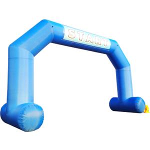 Premium 20ft Start and Finish Line Inflatable Arch in Black - Includes Powerful Blower, Hexagonal Design for Outdoor Race Advertising and Commerce (Blue)