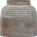 Foreside Home and Garden Small Antique Brown Glazed Terracotta Planter Pot with Whitewashed Finish