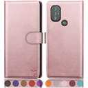 SUANPOT for Motorola（Moto G Power 2022） Wallet case 【RFID Blocking】 Credit Card Holder, Flip Folio Book PU Leather Phone case Shockproof Cover for Women Men Power2022 Rose Gold