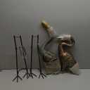 Garden Crane Statues, Heron Sculptures for Outdoor, Decor Metal Bird, Patina Garden Art Lawn Ornaments