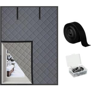 Thermal Window Cover for Winter, 63"x 47" Window Insulation Kit, Oxford Cloth Cotton Layer Insulated Window Cover to Keep Cold Out for Living Room skylights RVs - Gray