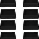 2x2 Square Rubber Furniture Caster Cups, Anti-Sliding Furniture Pads Bed Stopper Floor Protectors with Grip - Protect Any Flooring (8 Pcs Black)