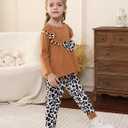 mksodopy Toddler Girl Clothes Girl Fall Winter outfits Cotton Long Sleeves Ruffle Top Pants Little Girl Clothing Set (4-5T, Brown)