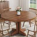 IDEALHOUSE Round Dining Table for 4, 47 Inches Dining Room Table with Wooden Base, Circle Kitchen Dinner Table for Dining Room, Kitchen, Living Room (Table Only), Walnut