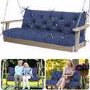 Extra Thick 5" Porch Swing Cushions 3 Seater Replacement Waterproof Navy Blue 60 inch x 40 Bench Cushions with Backrest & 8 Ties Swing Cushions for Outdoor Furniture Patio