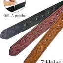 TOPACC Western Belts for Men Woman Western Belt Buckle Cowgirl Cowboy Leather Country Belt for Jeans Pants Gift (Fit waist: 38-40 in)