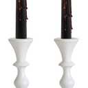 Rely+ White Metal Taper Candle Holders Set of 2  5.75" Decorative Candlestick Holders for Table Centerpiece, Home Dcor, Dining Table, Wedding & Party Decorations