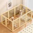 Clear Acrylic Dog Playpen Indoor with Solid Wood Frame, 10 Panels Clear Dog Playpen for Small Dogs, Easy Assembly Acrylic Pet Pen, Safe and Sturdy Play Area for Puppy Rabbit Indoor