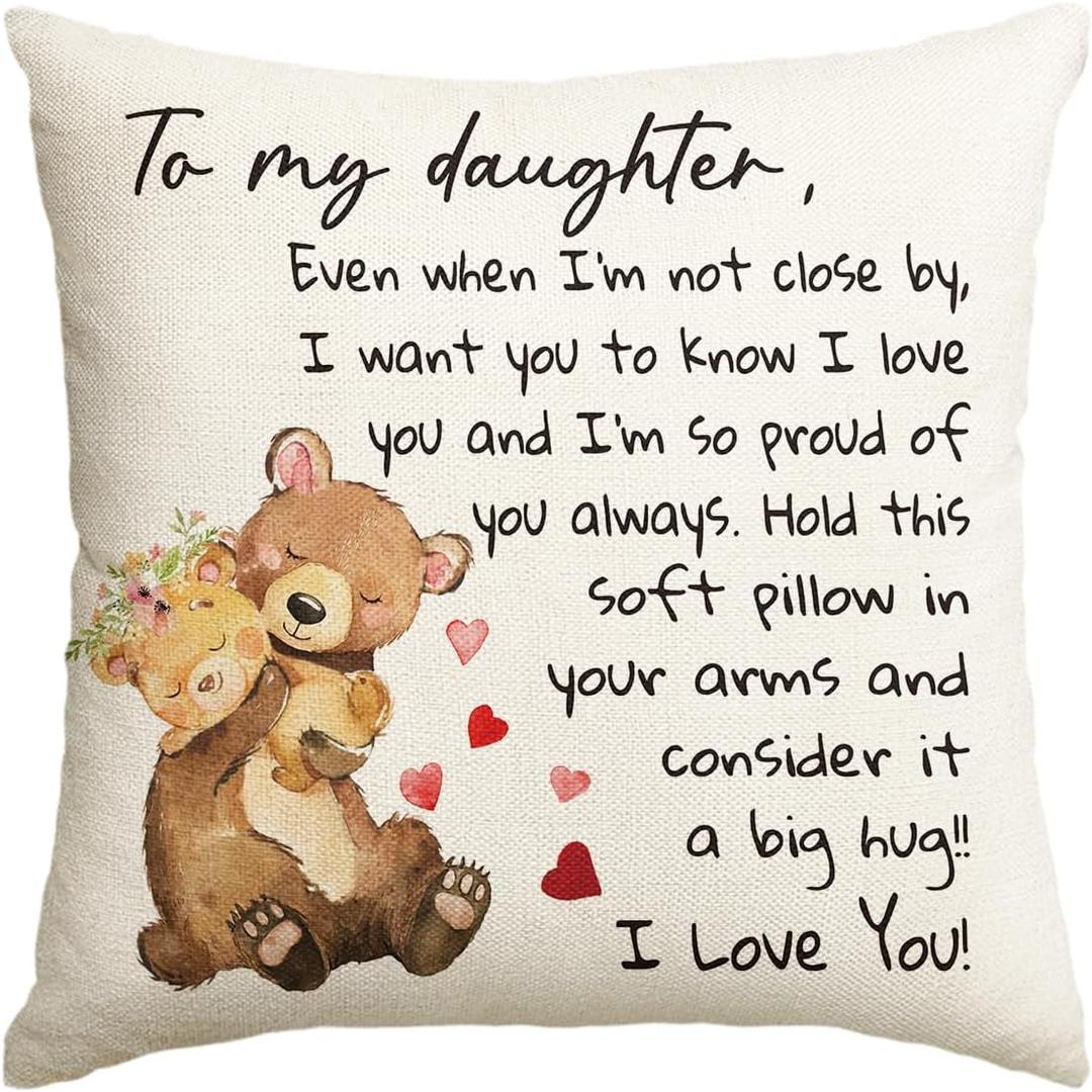 AVOIN colorlife to My Daughter Throw Pillow Cover, 18 x 18 Inch Christmas Daughter Gift Lady Girls Birthday Cushion Case from Mum Dad