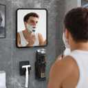 Fog Free Shower Mirror 87 Inches, Rotatable Bathroom Anti-Fog Mirror with Adjustable Shaver Hook, Shaver Holder & Makeup Mirror for Men Women, Black Shower Accessories