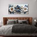 Flower Prints Wall Art for Living Room Blue and White Paintings for Wall Office Wall Decor for Bedroom Aesthetic Size 20" x 40"