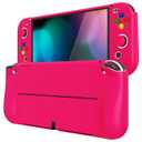 PlayVital ZealProtect Soft Protective Case for Nintendo Switch OLED, Flexible Protector Joycon Grip Cover for Nintendo Switch OLED with Thumb Grips & ABXY Direction Button Cap - Bright Pink