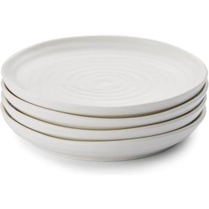Portmeirion Sophie Conran Coupe Plates | Set of 4 | Porcelain Serving Dishes | White Pasta and Salad Plate | Large Dinnerware Plates | Dishwasher Safe (6.5 in)