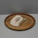 16" x 11.8" Oval Wood Decorative Tray with 58" Bead Garland, Farmhouse Coffee Table & Kitchen Island Dcor, Rustic Brown Entryway Console Tray for Styling, Candles & Small Items