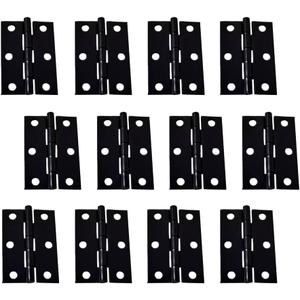 QCAA Narrow Butt Utility Hinge, Swaged, with Removable Loose Pin for Cabinet Door or Box Hinge, 2-1/2" x 1-3/4" x 1.4mm, Flat Black, 12 Pack, Made in Taiwan