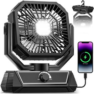 Portable Camping Fan with 20000mAh Rechargeable Battery, USB-C Battery Powered Fan for Indoor Outdoor Use, Ultra Quiet Battery Operated fan for Travel, Tent, Beach, Picnic, BBQ, Desk, Home