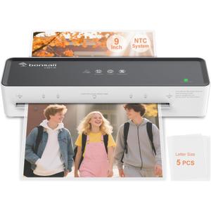 Bonsaii Laminator Machine with 5 Laminating Sheets, 9 Inch Thermal Laminating Machine for Doc/Posters/Photos, Compact Laminator for Home Office School, L421-Grey