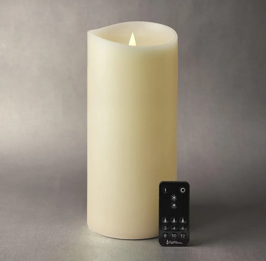 Softflame Flameless LED Candles with Remote Control, 5"x 9.5"Flickering 3D Moving Flame Battery Operated Candles in Real Wax Shell for Indoor Use, Home Decor Ivory