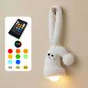 Aesthetic Plush LED Night Light, 1200mAh Rechargeable Mood Lamp, 3 Color Temperatures (Warm/Nature/Cool), 150 Lumens Dimmable Nursery Light with Remote, 1-4H Timer, Bedside Decor, White