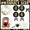 Gejoy Graduation Party Decoration 9 Inch Graduation Bear Grad Bear Bouquets Decor Class of 2026 with Bobo Balloon Table Centerpiece Graduate Gift Ideal for Her College Grad Party