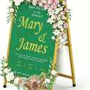 Golden A Frame Sign, Heavy Duty Slide-in A Frame Sign Holder, Double-Side 24x 36 Inch Sandwich Board for Office, Wedding, Business, Party Poster, Frame only