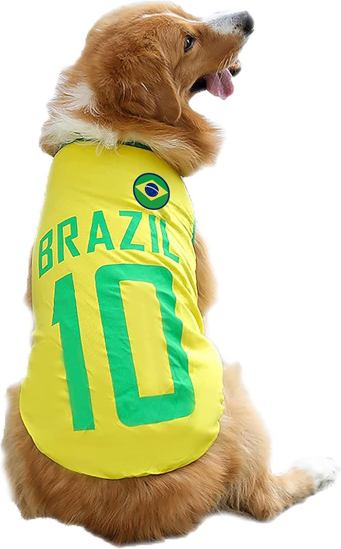 GabeFish Dog World Cup T Shirt Pets Football Jersey Sports Soccer National Team Vest Cat Summer Cool Clothes Apparel Yellow 6X-Large