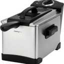 PantryPro 2 Liter / 2.1 Quart Stainless Steel Immersion Electric Deep Fryer, 1400 W, Temperature Control, Basket with Hook, Odor Filter, Lid w. Viewing Window