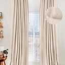 100% Blackout Shield Linen Blackout Curtains for Bedroom 63 Inches Long, Back Tab/Rod Pocket Living Room Drapes, Thermal Insulated Blackout Curtains 2 Panels Set, 50" W x 63" L, Beach Sand (50"W x 63"L (Pack of 2))