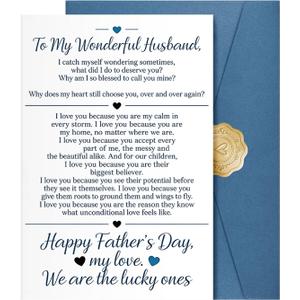 4 x Funny Fathers Day Card Gifts for Husband, Romantic Father's Day Card from Wife, Unique Greeting Card with Envelope and Sticker.