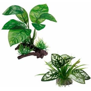 Moonorange Reptile Artificial Plants, Terrarium Plants Decorations Supplies, Aquarium Fish Tank Plant, Amphibian Habitat Hideout Tank Accessories (M Set-2pcs/G)