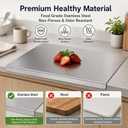 Stainless Steel Cutting Board with Lip, Dishwasher Safe (19.7 x 15.7 Inch)