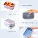 Mifoci 6 Pcs Silicone Containers for Food Collapsible Food Storage Containers with Airtight Lids Stacking Leftover Foods Storage Lunch Box for Freezer Microwave Dishwasher Safe(Morandi,18.6 oz)
