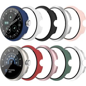 10 Pack Case for Google Pixel Watch 4 41mm 2025 with Tempered Glass Screen Protector, Shockproof Hard PC Bumper, All-Around Protective Cover Compatible with Pixel Watch 4 41mm Accessories