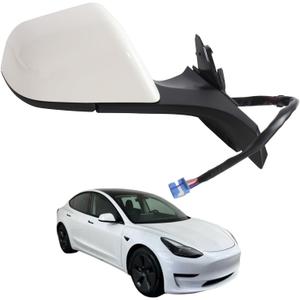 Liizoo Side Mirror Car Door Mirror Fits for Tesla Model 3 2017-2023 Right Passenger Side,Power Adjustable-Heated Glass-Memory Recall, 51167177128, White RH,13-Pins