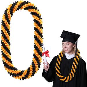 Suncalla 43" 2026 Graduation Lei Double Braided Strands Ribbon Lei Necklace Hawaiian Flower Garland for Class of 2026 Graduation Party Supplies
