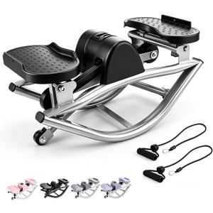 Rock Stepper with Resistance Bands - Ultra-Quiet Hydraulic Lateral Stepper, Fully Assembled Side to Side Step Rocker for Home Office, 250LBS Capacity