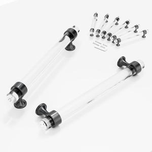 6 Pack Glass Cabinet Handles and Pulls for Cabinets and Drawers, Kitchen Bathroom Bedroom Room Living Room Pull Door Handle 160mm Pitch Holes Glass Crystal Gunmetal Grey Knobs (Hole Center : 6-3/10 Inch (160mm))