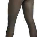 A+ Choice Fleece Lined Sheer Tights Women, Black Skin Translucent Leggings Thermal Pantyhose Warm Stockings Tall (Black, L)