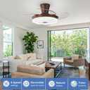 Depuley Retractable Ceiling Fans with Lights: 42" Walnut Flush Mount Fandelier with Light and Remote & APP Control - 6 Speed Dimmable LED Ceiling Fan with Retractable Blades for Living Dinning Room