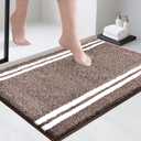 PURRUGS Bathroom Rug Non-Slip Machine Washable 24" x 36", Super Absorbent and Quick Dry Shaggy Microfiber Bath Mat, Extra Soft and Plush Bath Rug for Bathtub, Shower, and Sink, Brown