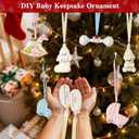 Lanpn 6 Pcs 2025 Baby's First Christmas Ornament 4" 5.5", 1st Xmas Tree Ornaments Gift Set for Baby Boy Girl, Christmas Newborn New Bebe Keepsake, Personalised Name Holiday Hanging Decor, Beige
