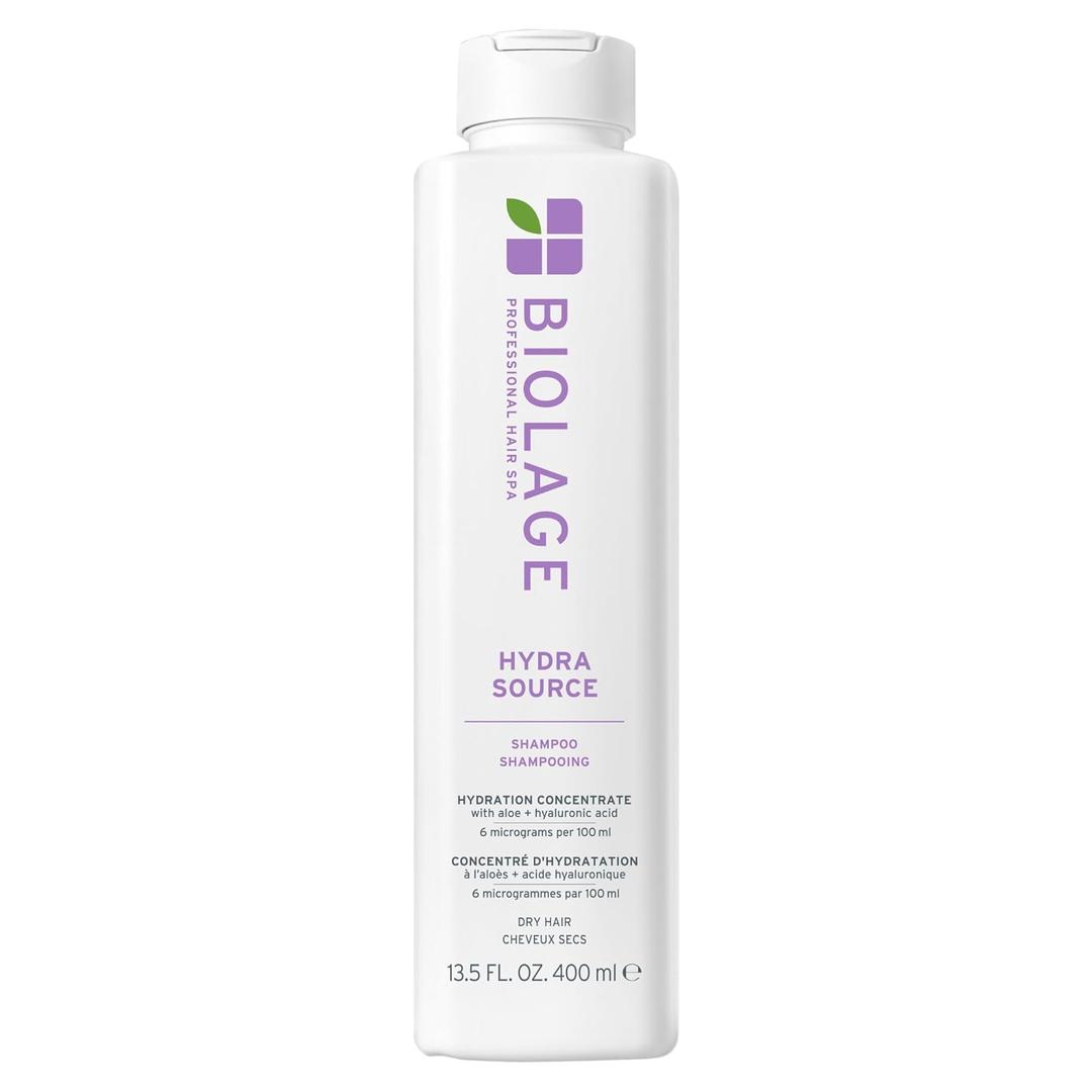 Biolage Hydra Source Shampoo - Softens & Adds Shine, For Dry Hair, Infused with Micro-Filtered Aloe Vera & Fermented Hyaluronic Acid, Vegan & Paraben-Free, Packaging May Vary (13.5 Fl Oz (Pack of 1))