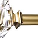 1 inch Curtain Rods for windows 36 to 72" with Square Crystal Diamond Finials, Single Rod Adjustable Curtain Rod(Gold)