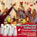 Qinyoung 120 Pieces Christmas Plastic Cups Bulk 12 oz Xmas Party Disposable Cups Set Clear Plastic Cups Packs Santa Snowman Tree Gingerman Design for Christmas Holiday Dinner Party Favors