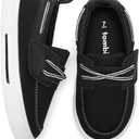 tombik Toddler Boys & Girls Boat Shoes Kids Canvas Sneakers (Toddler/Little Kid) (Black)- 6