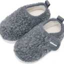 Baby Fuzzy Warm Cozy Cotton Winter Slippers for Boys Girls (Gray)