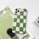 2 x NITITOP Compatible with iPhone 11 Pro Max Case Cute Aesthetic Checkerboard Larger Blocks Pattern for Women Girl Trendy Slim Fit TPU Silicone Shockproof Full Camera Protection Cover - Green